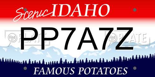 PP7A7Z Idaho License Plate