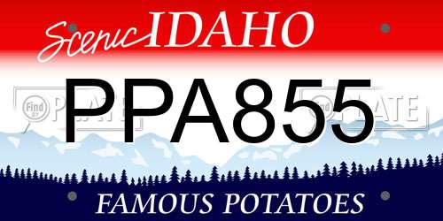 PPA855 Idaho License Plate