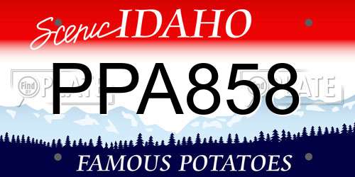 PPA858 Idaho License Plate