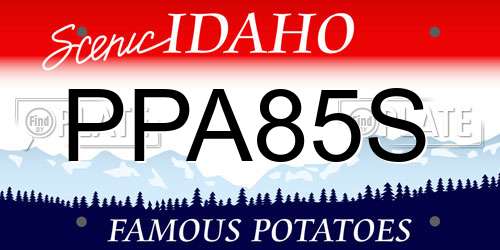 PPA85S Idaho License Plate