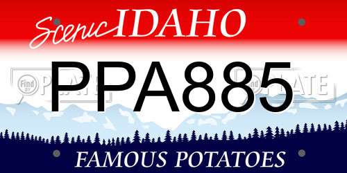 PPA885 Idaho License Plate