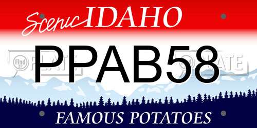 PPAB58 Idaho License Plate