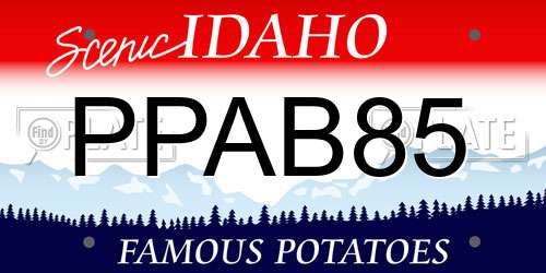 PPAB85 Idaho License Plate