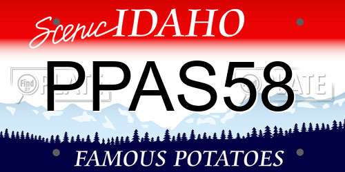 PPAS58 Idaho License Plate