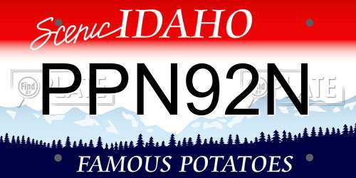 PPN92N Idaho License Plate