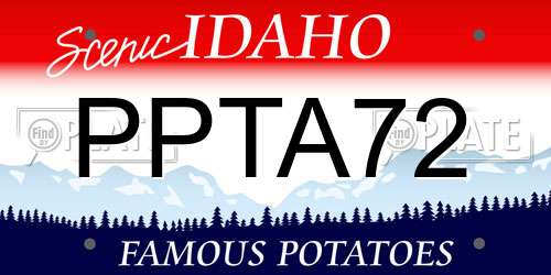 PPTA72 Idaho License Plate