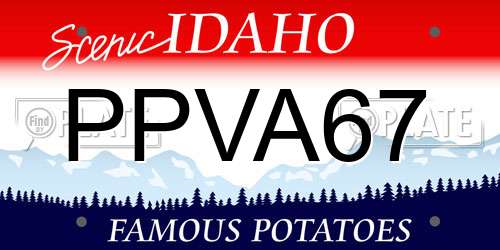 PPVA67 Idaho License Plate