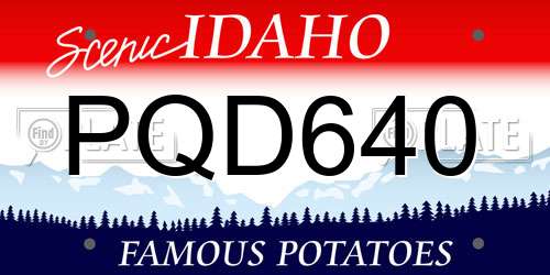 PQD640 Idaho License Plate