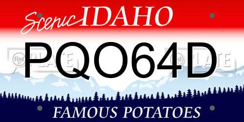 PQO64D Idaho License Plate