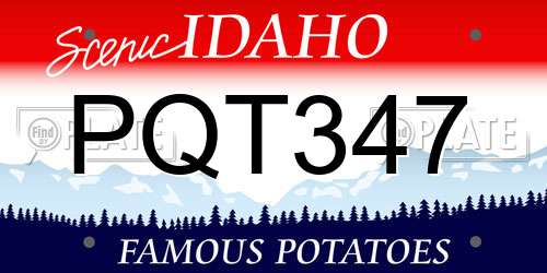 PQT347 Idaho License Plate