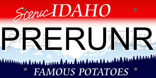 PRERUNR Idaho License Plate