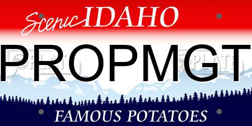 PROPMGT Idaho License Plate