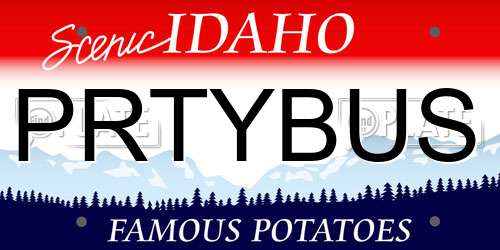 PRTYBUS Idaho License Plate