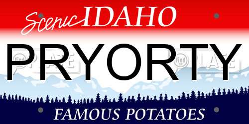 PRYORTY Idaho License Plate