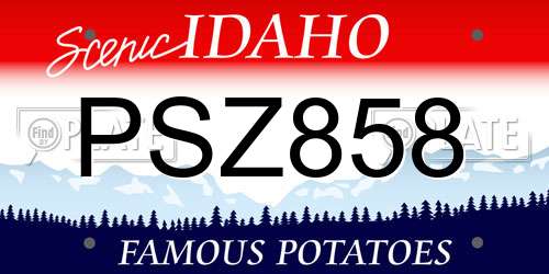 PSZ858 Idaho License Plate