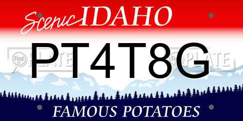 PT4T8G Idaho License Plate
