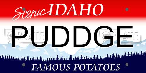 PUDDGE Idaho License Plate