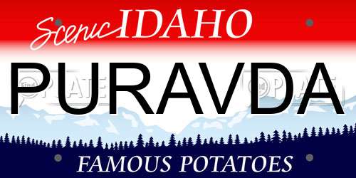 PURAVDA Idaho License Plate