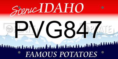 PVG847 Idaho License Plate