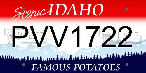 PVV1722 Idaho License Plate