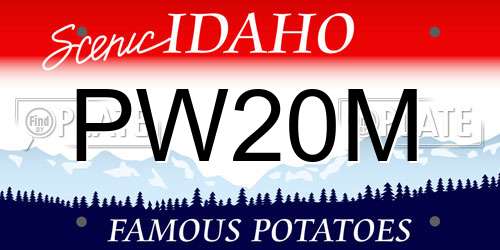 PW20M Idaho License Plate