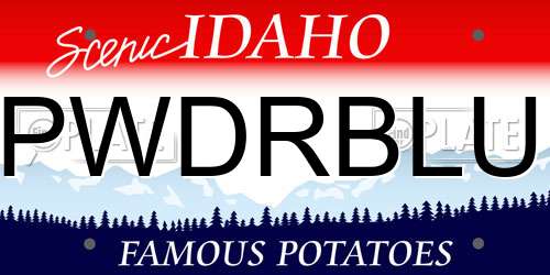 PWDRBLU Idaho License Plate