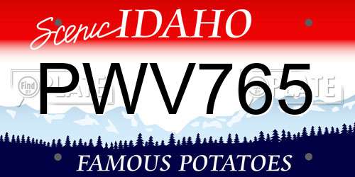 PWV765 Idaho License Plate