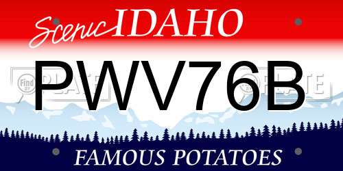 PWV76B Idaho License Plate