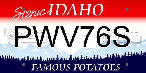 PWV76S Idaho License Plate