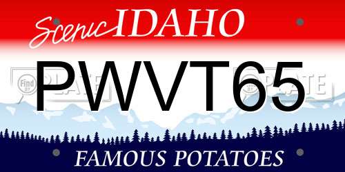 PWVT65 Idaho License Plate