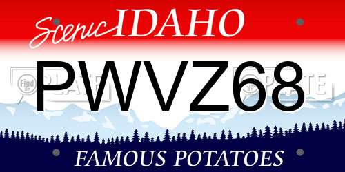 PWVZ68 Idaho License Plate