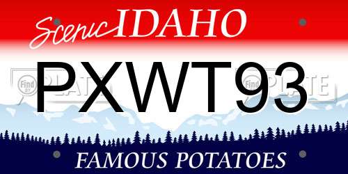 PXWT93 Idaho License Plate
