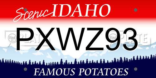 PXWZ93 Idaho License Plate