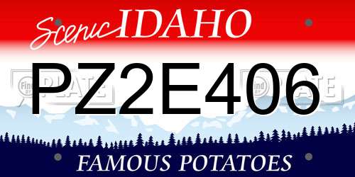 PZ2E406 Idaho License Plate