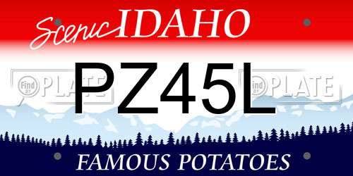 PZ45L Idaho License Plate