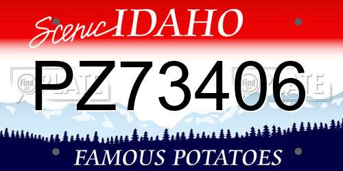 PZ73406 Idaho License Plate