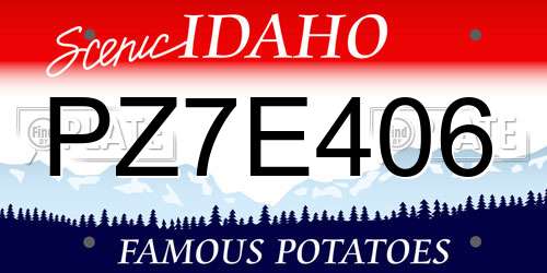 PZ7E406 Idaho License Plate