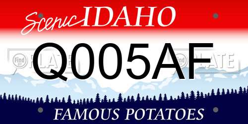 Q005AF Idaho License Plate
