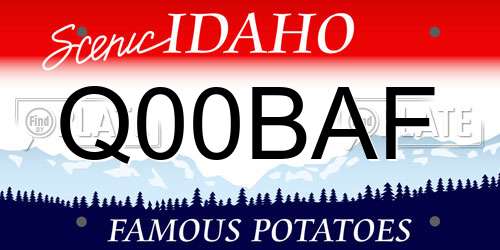 Q00BAF Idaho License Plate