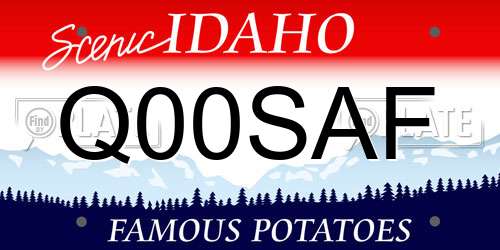 Q00SAF Idaho License Plate