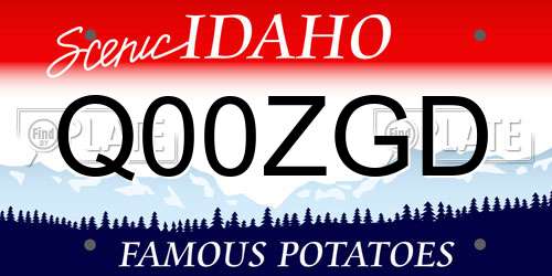 Q00ZGD Idaho License Plate