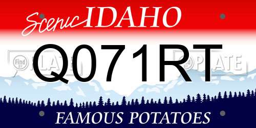 Q071RT Idaho License Plate