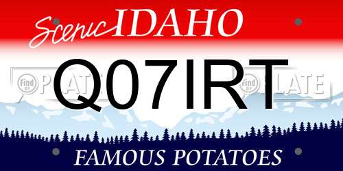 Q07IRT Idaho License Plate