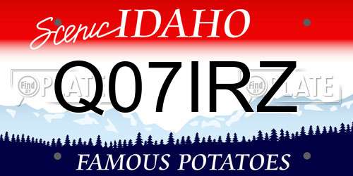 Q07IRZ Idaho License Plate