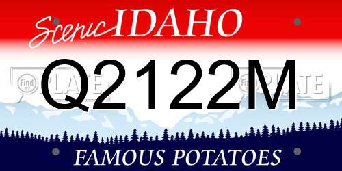 Q2122M Idaho License Plate