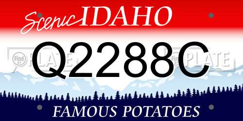 Q2288C Idaho License Plate