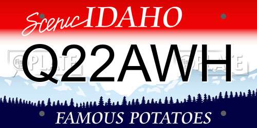Q22AWH Idaho License Plate