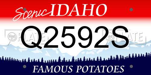 Q2592S Idaho License Plate