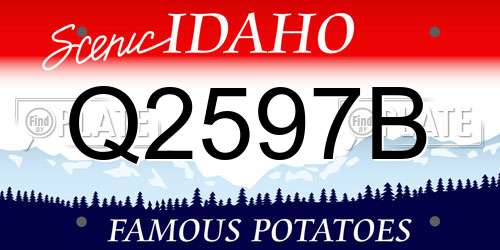 Q2597B Idaho License Plate