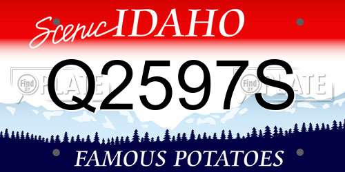 Q2597S Idaho License Plate